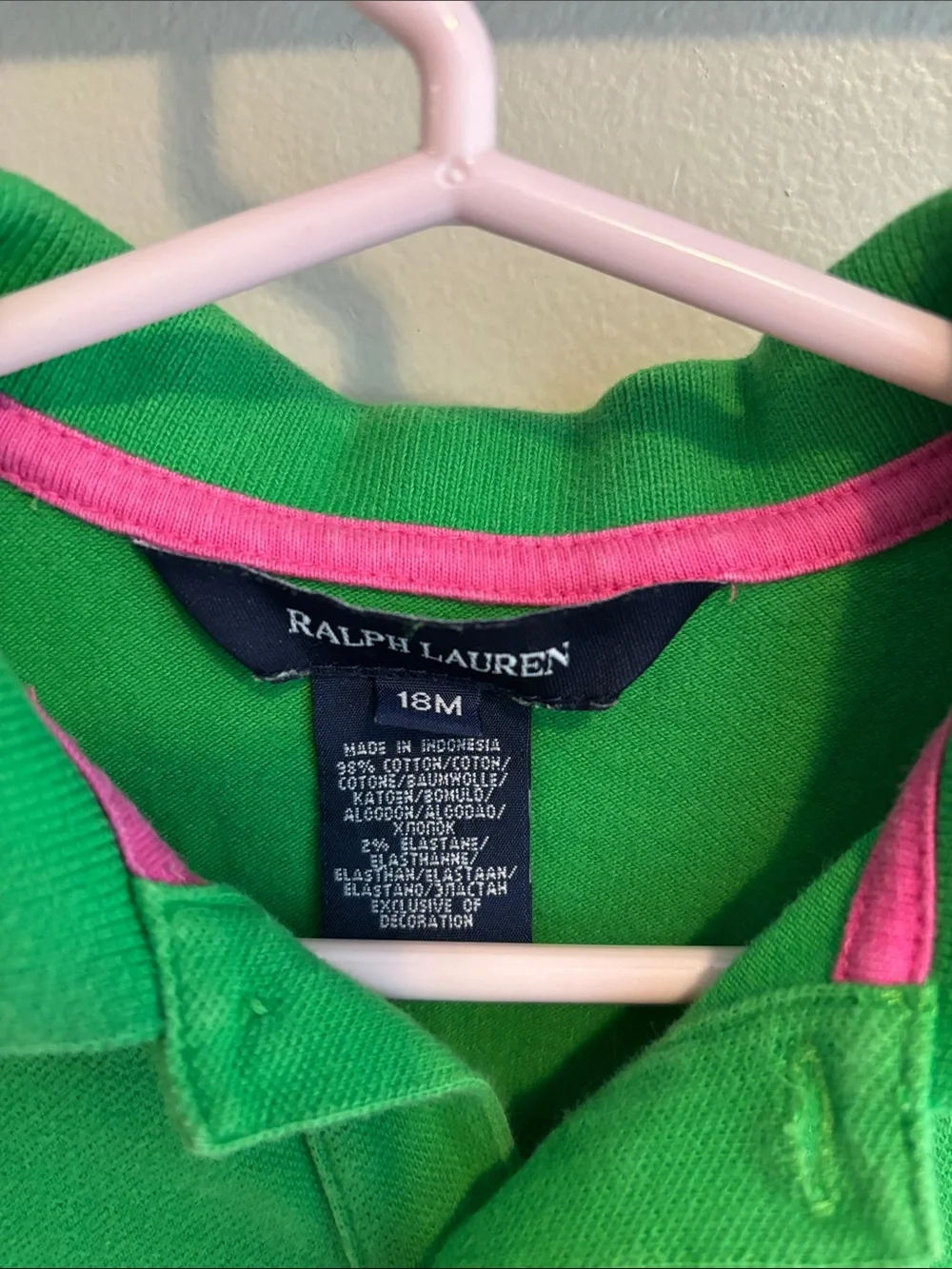 Polo Ralph Lauren Baby Girl Green Ruffle Hem Polo Dress Short Sleeve 18 Months